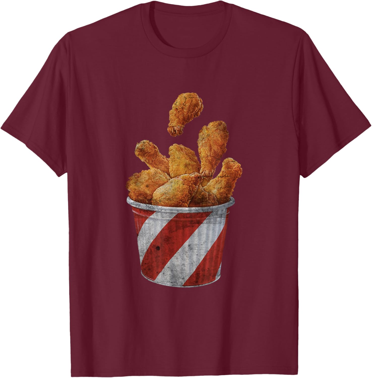 Retro National Fried Chicken Day Funny Fast Food Lover T-Shirt - T-Shirt | Maroon