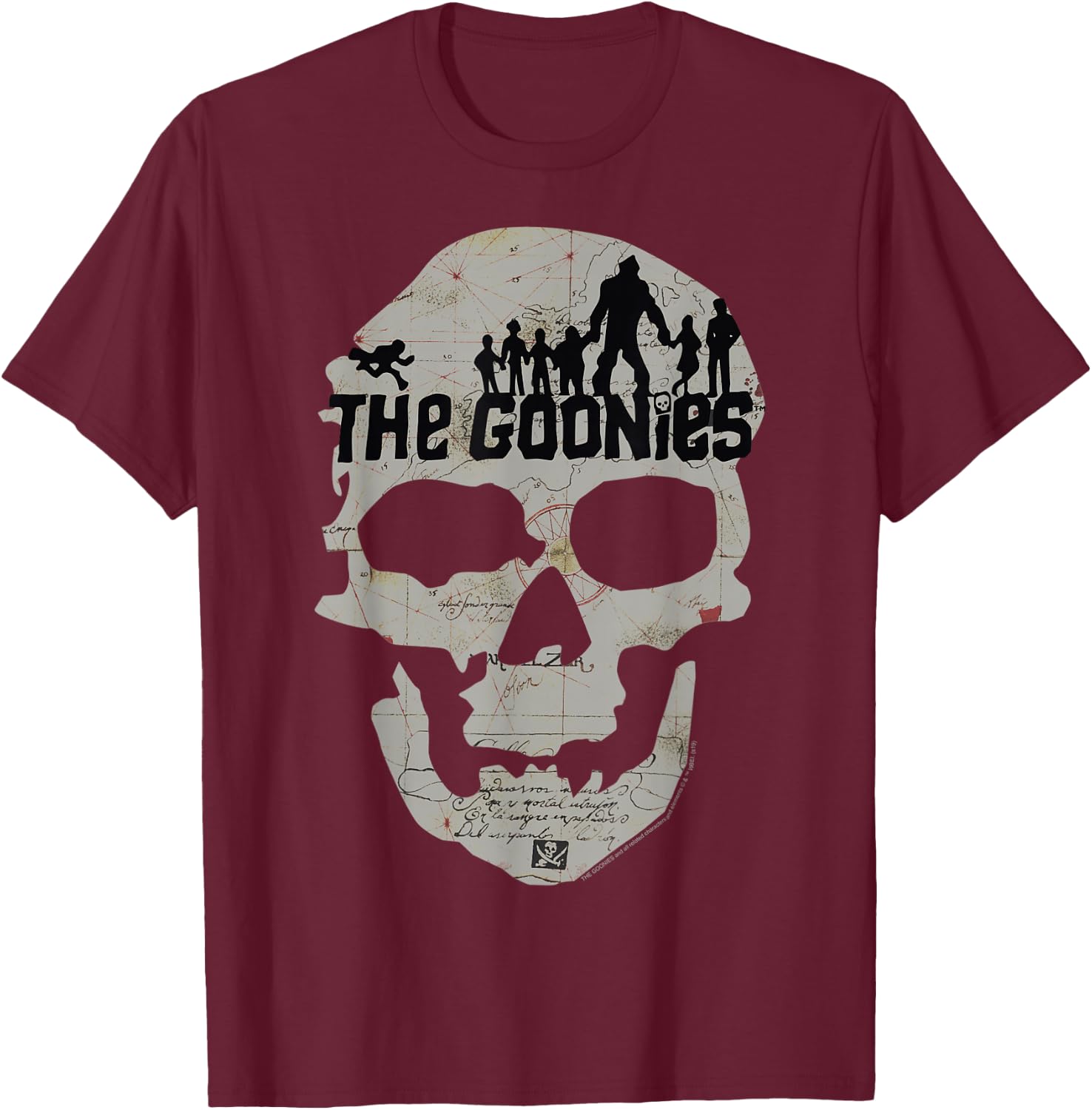 The Goonies Skeleton Map Poster T-Shirt - T-Shirt | Maroon
