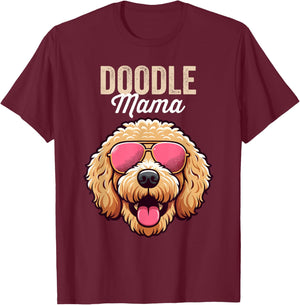 Doodle Mom Double Doodle Dog, Goldendoodle, Doodle Mama T-Shirt - T-Shirt | Maroon