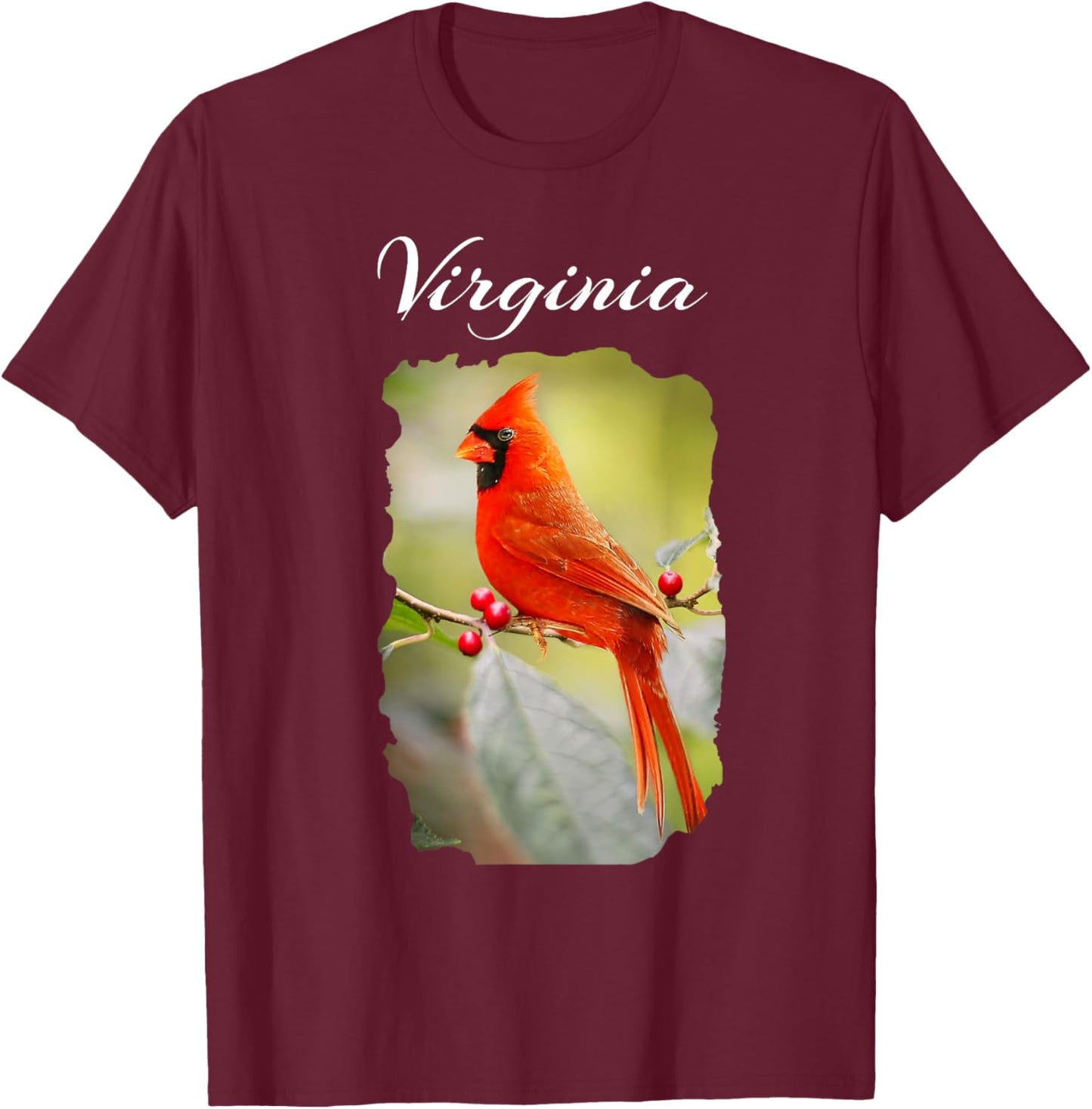 Northern Cardinal Official Virginia State Bird Travel Gift T-Shirt - T-Shirt | Maroon