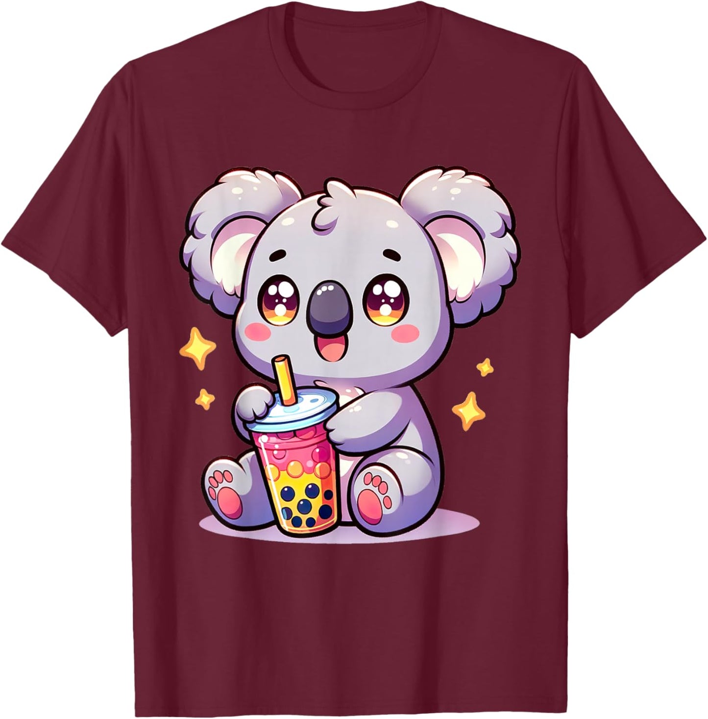Koala Kawaii Bubble Tea Boba Milk Cute Anime T-Shirt - T-Shirt | Maroon