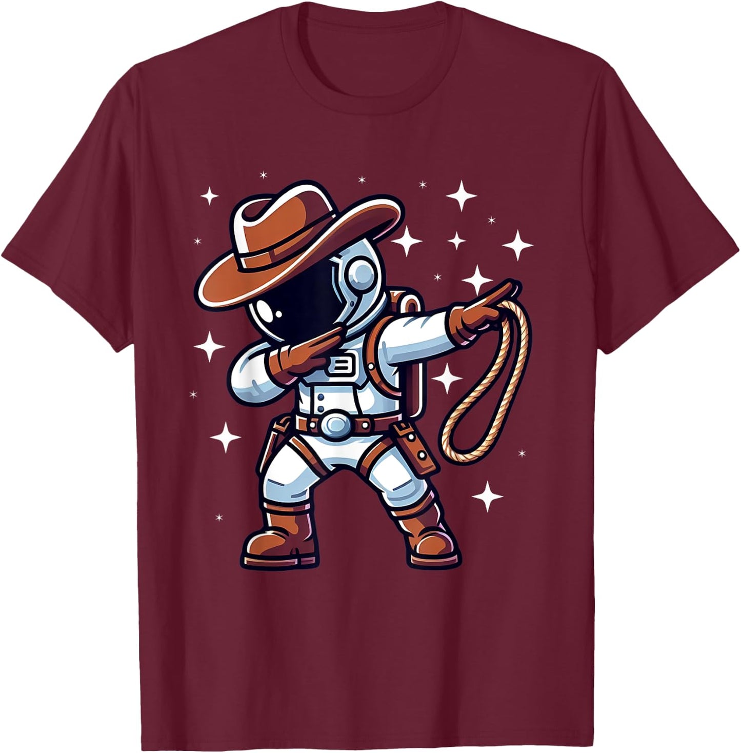 Dabbing Astronaut Cowboy Space Halloween Costume Men Kids T-Shirt - T-Shirt | Maroon