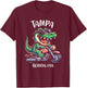 Tampa Florida USA Alligator Motorcycle Cartoon Design T-Shirt - T-Shirt | Maroon