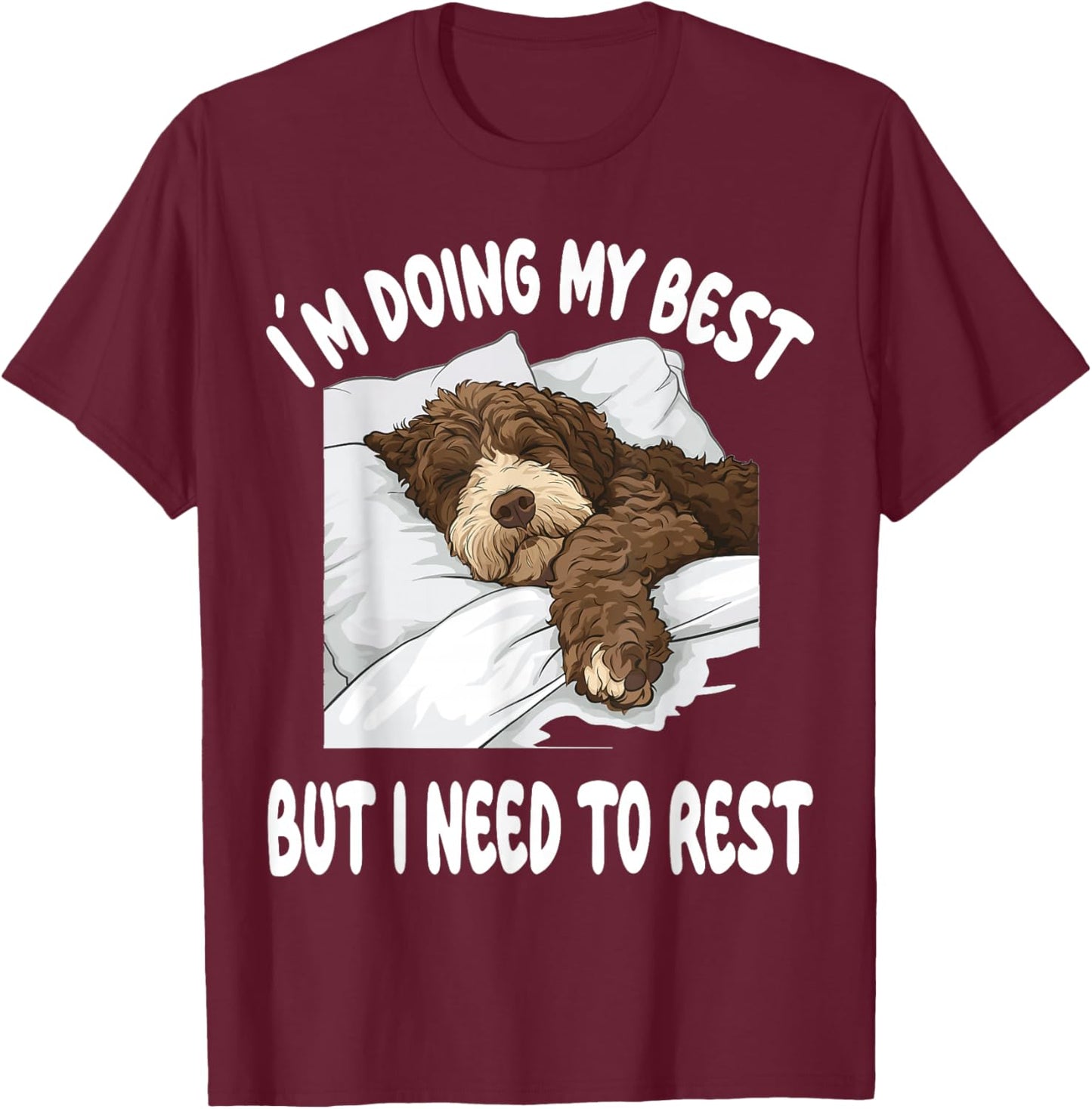 Bernedoodle Dog Pajamas Nightgown Sleeping Napping T-Shirt - T-Shirt | Maroon