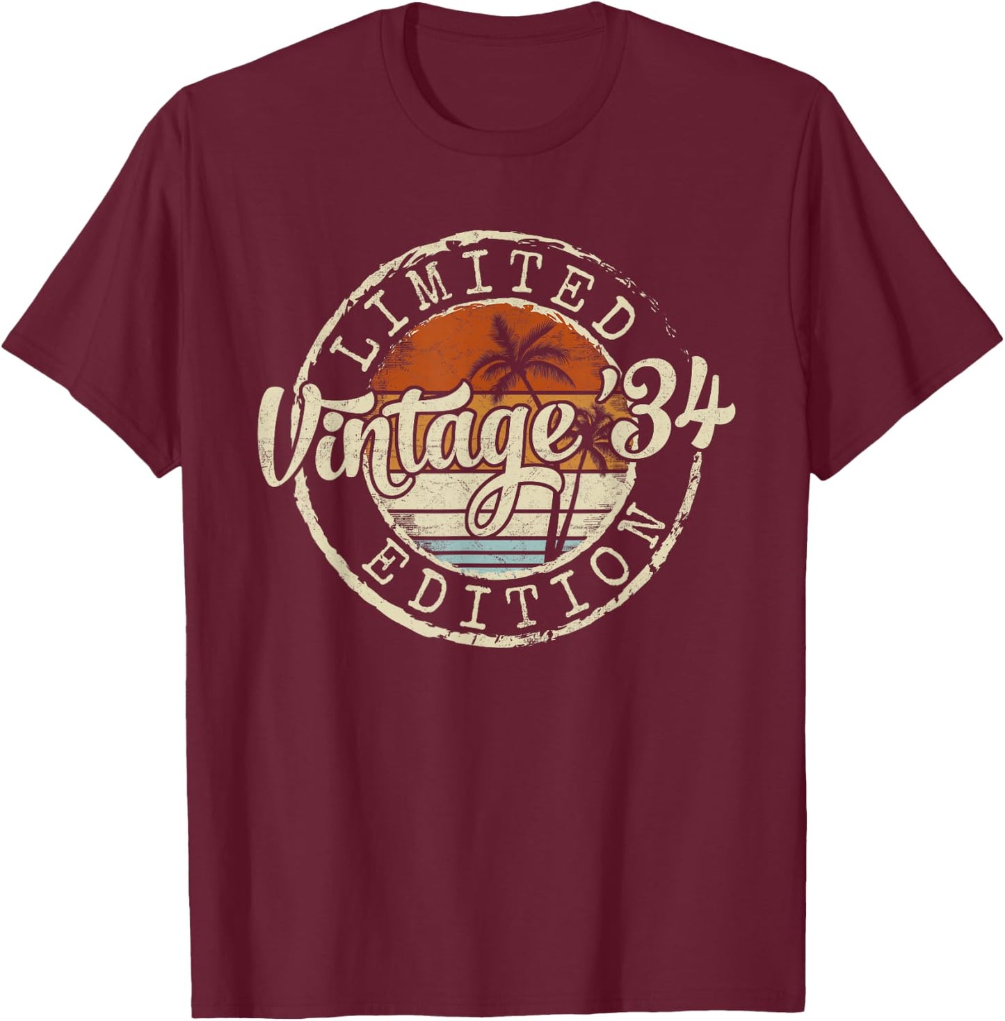 Vintage 1934 92nd Birthday Gifts Women 92 Year Old T-Shirt - T-Shirt | Maroon