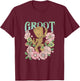 Kids Marvel Guardians of The Galaxy Classic Floral Groovy Groot T-Shirt - T-Shirt | Maroon