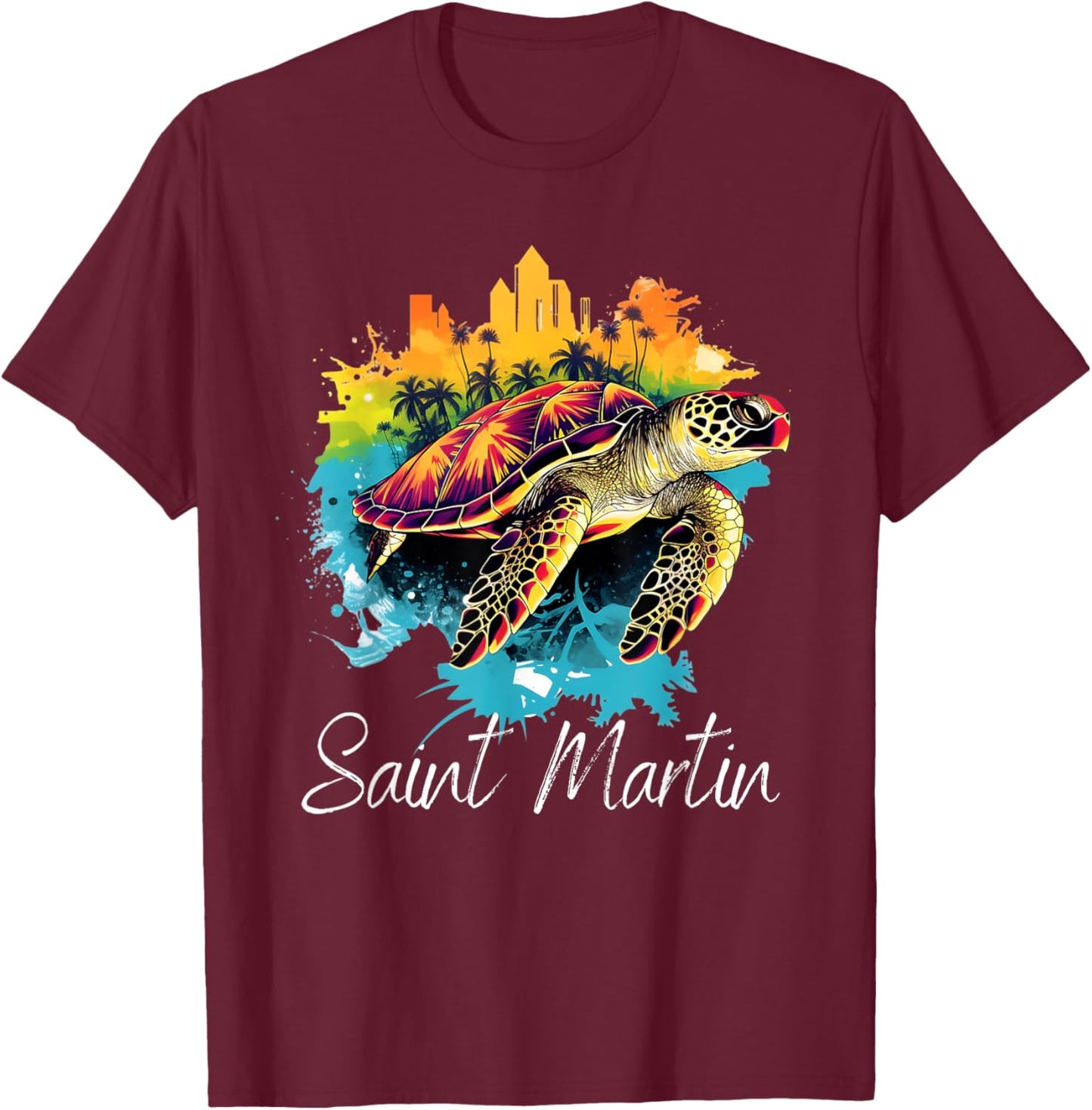 Saint Martin Island T-Shirt - T-Shirt | Maroon