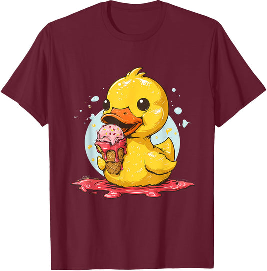 Rubber Duck Ice Cream Lover Ice Cream Party Rubber Duckie Women Kids T-Shirt - T-Shirt | Maroon