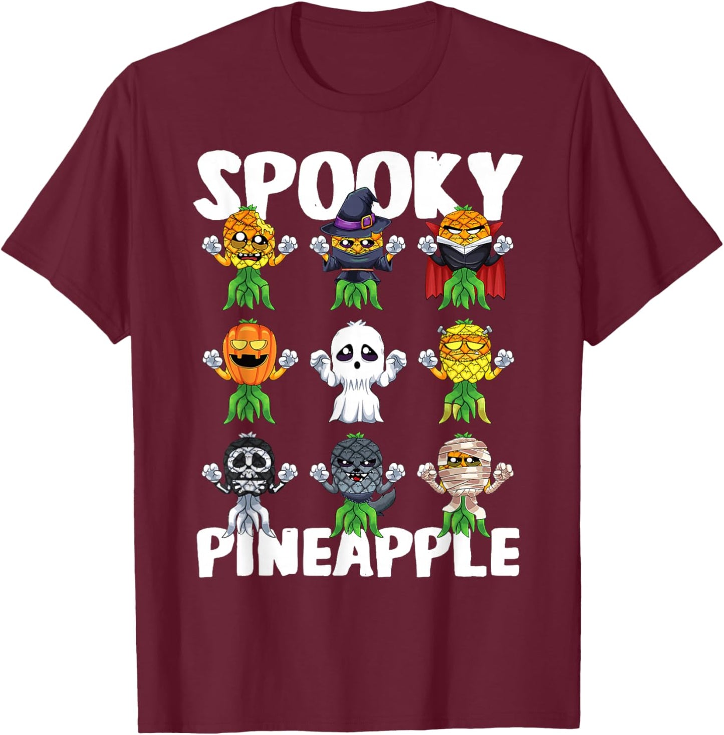 Spooky Pineapple Halloween Swinger Upside Down Pineapple T-Shirt - T-Shirt | Maroon