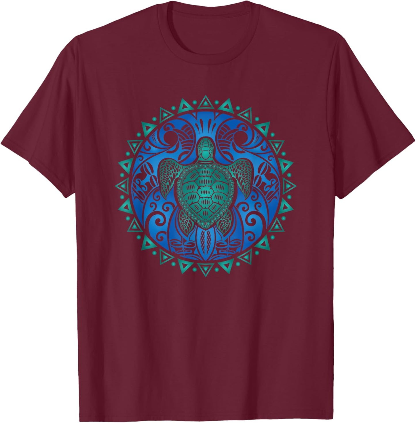 Sea Turtle Tribal Hawaiian Hawaii Turtles Lover Gift T-Shirt - T-Shirt | Maroon