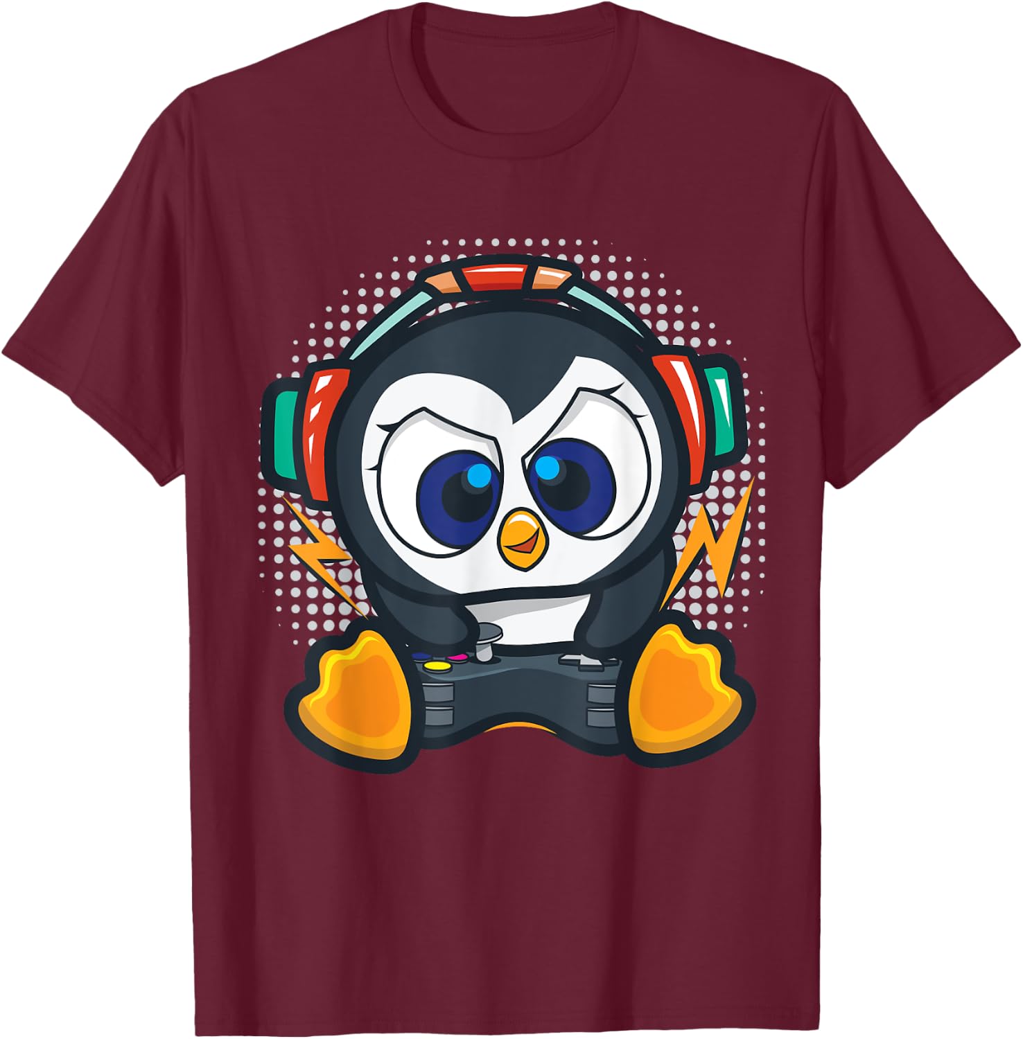Penguin Gaming Shirt Boys Kids Gamer Gift Penguin Lover T-Shirt - T-Shirt | Maroon