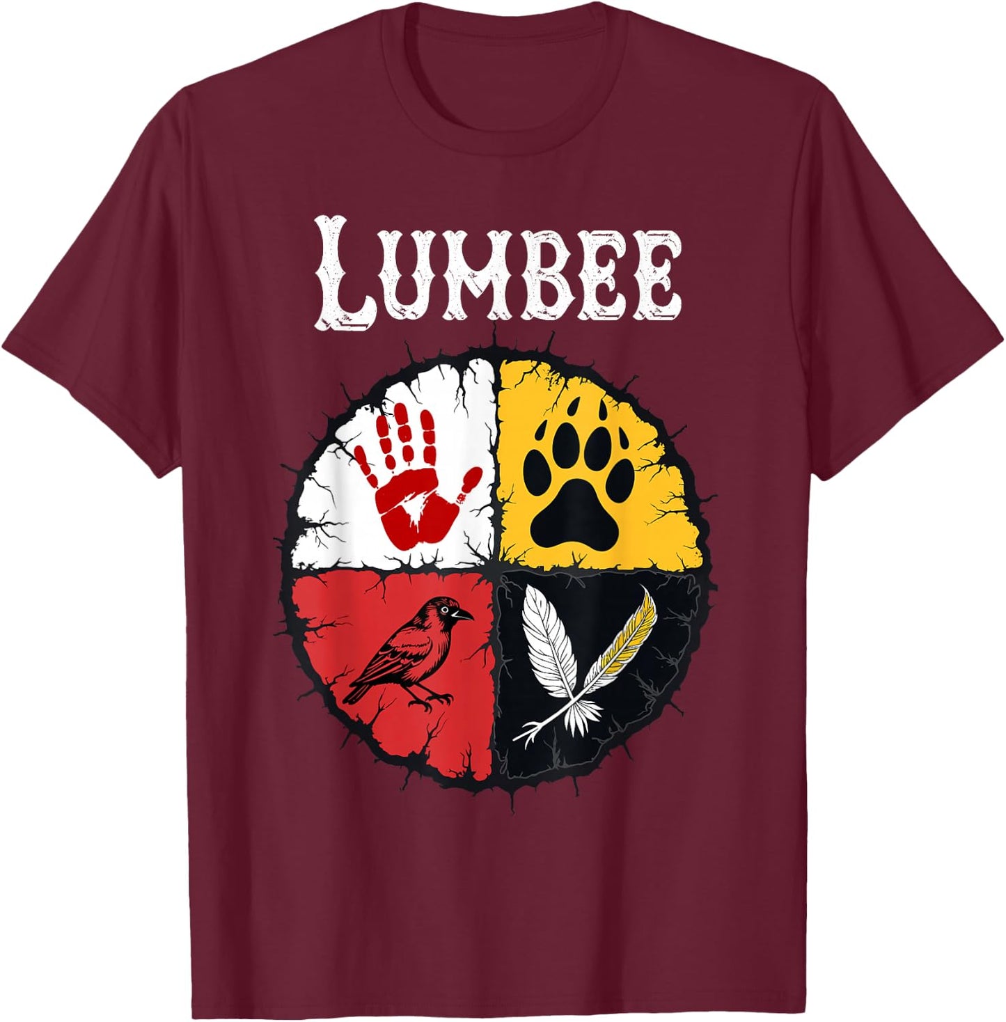 Lumbee Tribe Native American Medicine Wheel T-Shirt - T-Shirt | Maroon