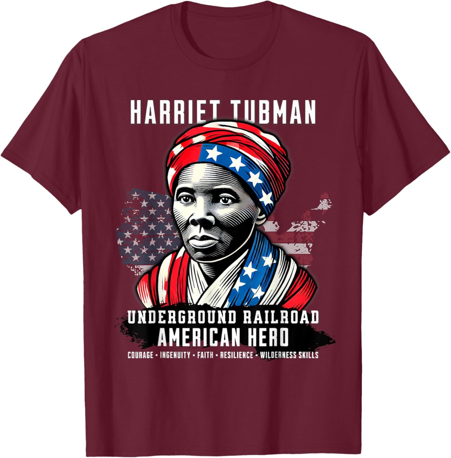 Harriet Tubman Underground Railroad American Hero History T-Shirt - T-Shirt | Maroon