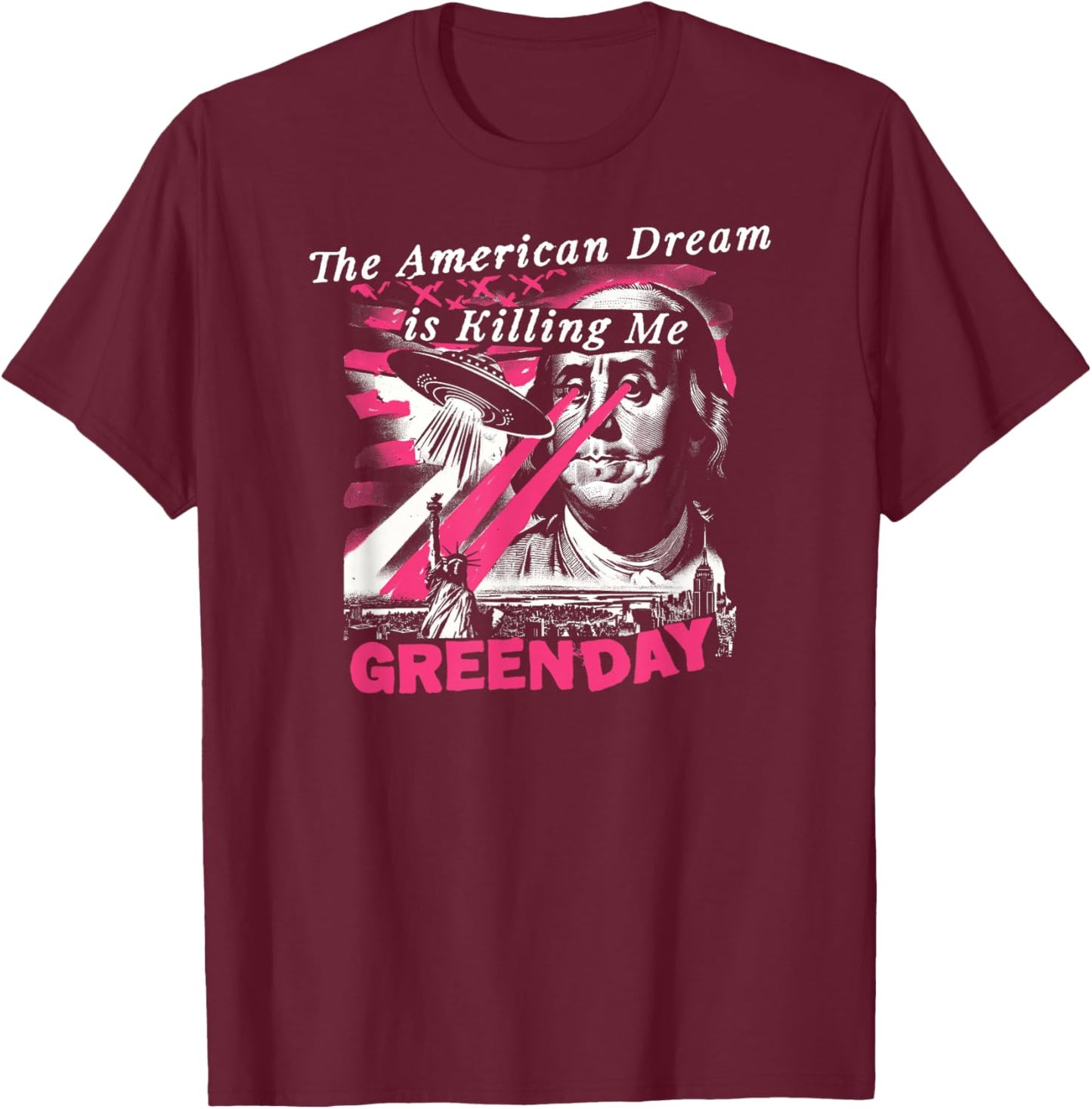 Green Day American Dream Abduction T-Shirt - T-Shirt | Maroon