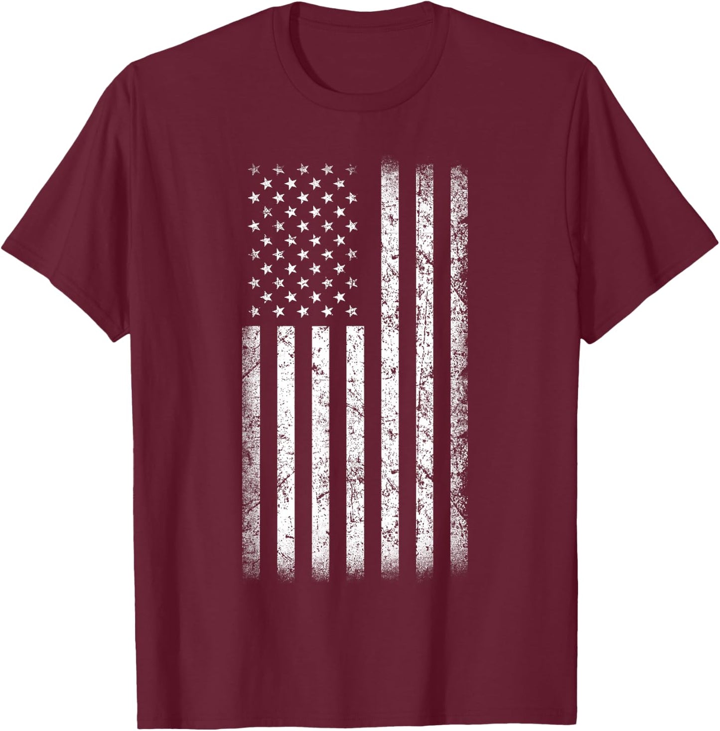 Black and White American Flag Vintage Style T-Shirt - T-Shirt | Maroon