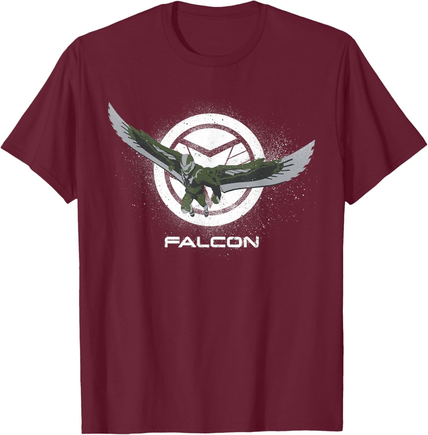Marvel Captain America: Brave New World Falcon Stencil Style T-Shirt - T-Shirt | Maroon