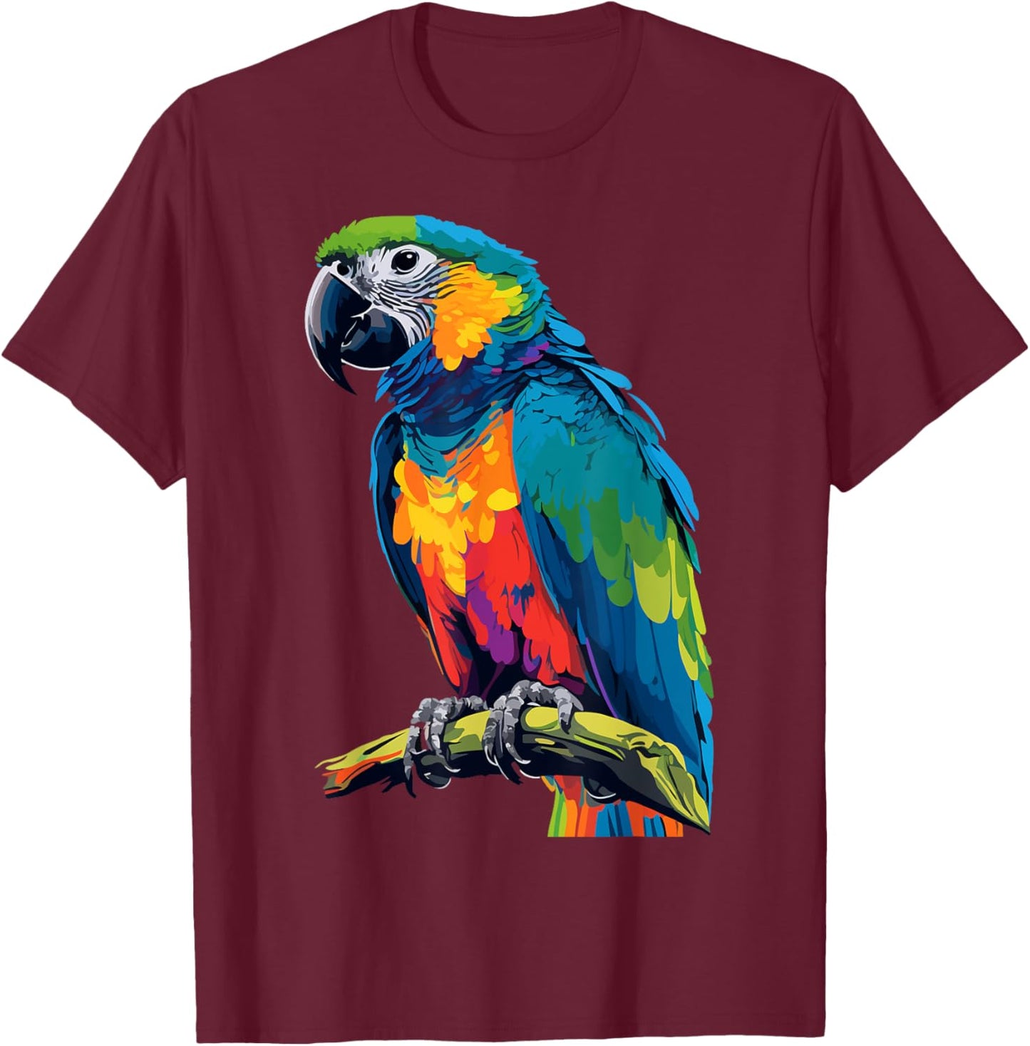 Colorful Parrot T-Shirt - T-Shirt | Maroon