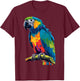 Colorful Parrot T-Shirt - T-Shirt | Maroon