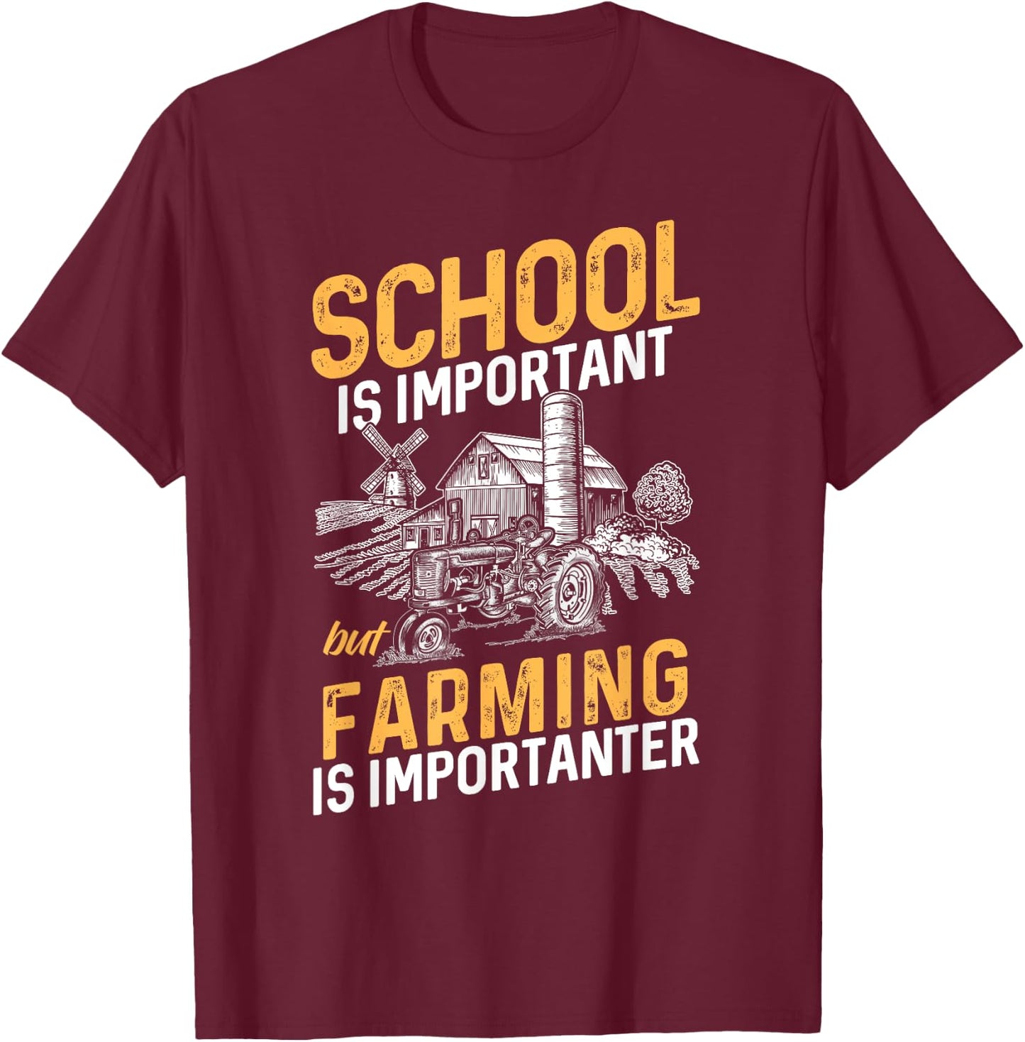 Funny Farmer Shirt Teen Boy Tractor Lover Rancher T-Shirt - T-Shirt | Maroon