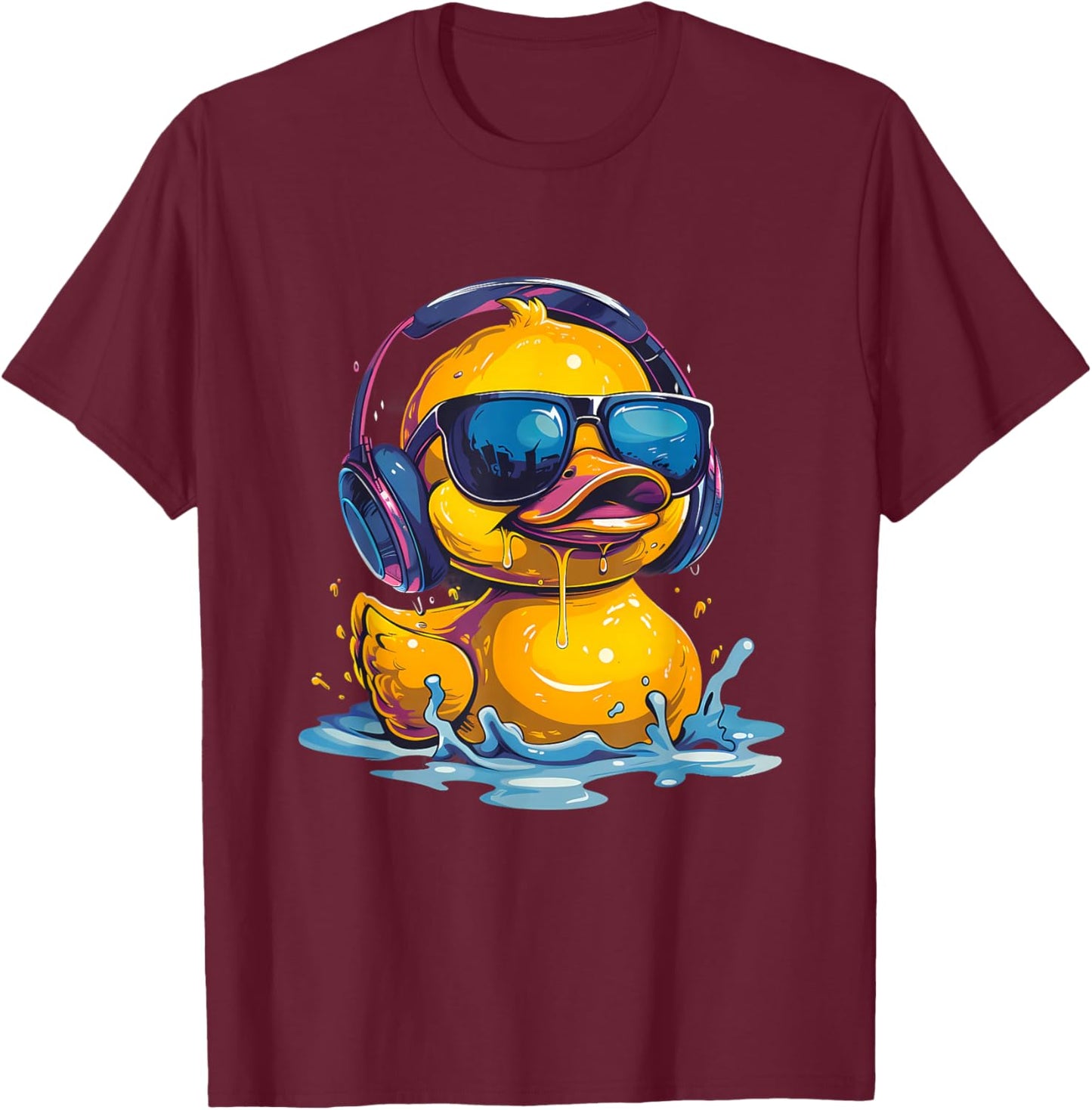 Rubber Duck Techno DJ Rubber Duckling Music Headphones T-Shirt - T-Shirt | Maroon