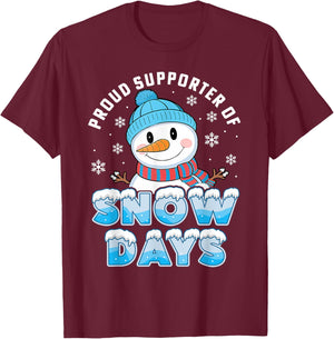 Retro Proud Supporter Of Snow Days Teacher Christmas Holiday T-Shirt - T-Shirt | Maroon
