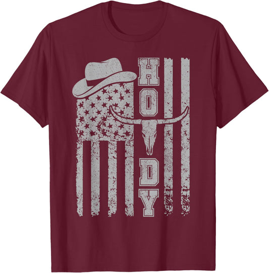 Western Country Men Teen Boy Kid Rodeo Southern Cowboy Howdy T-Shirt - T-Shirt | Maroon