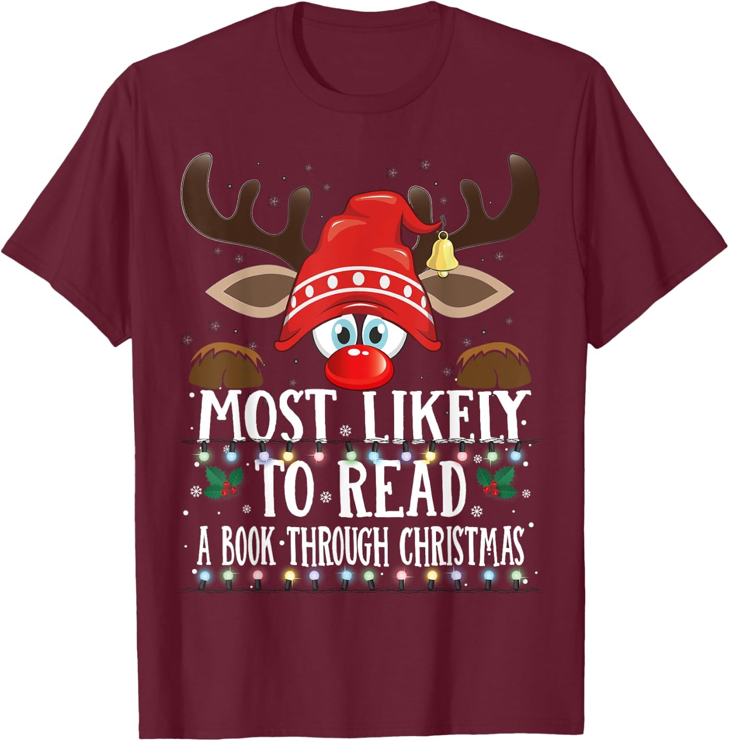 Christmas Matching Most Likely To Read A Book PJS T-Shirt - T-Shirt | Maroon