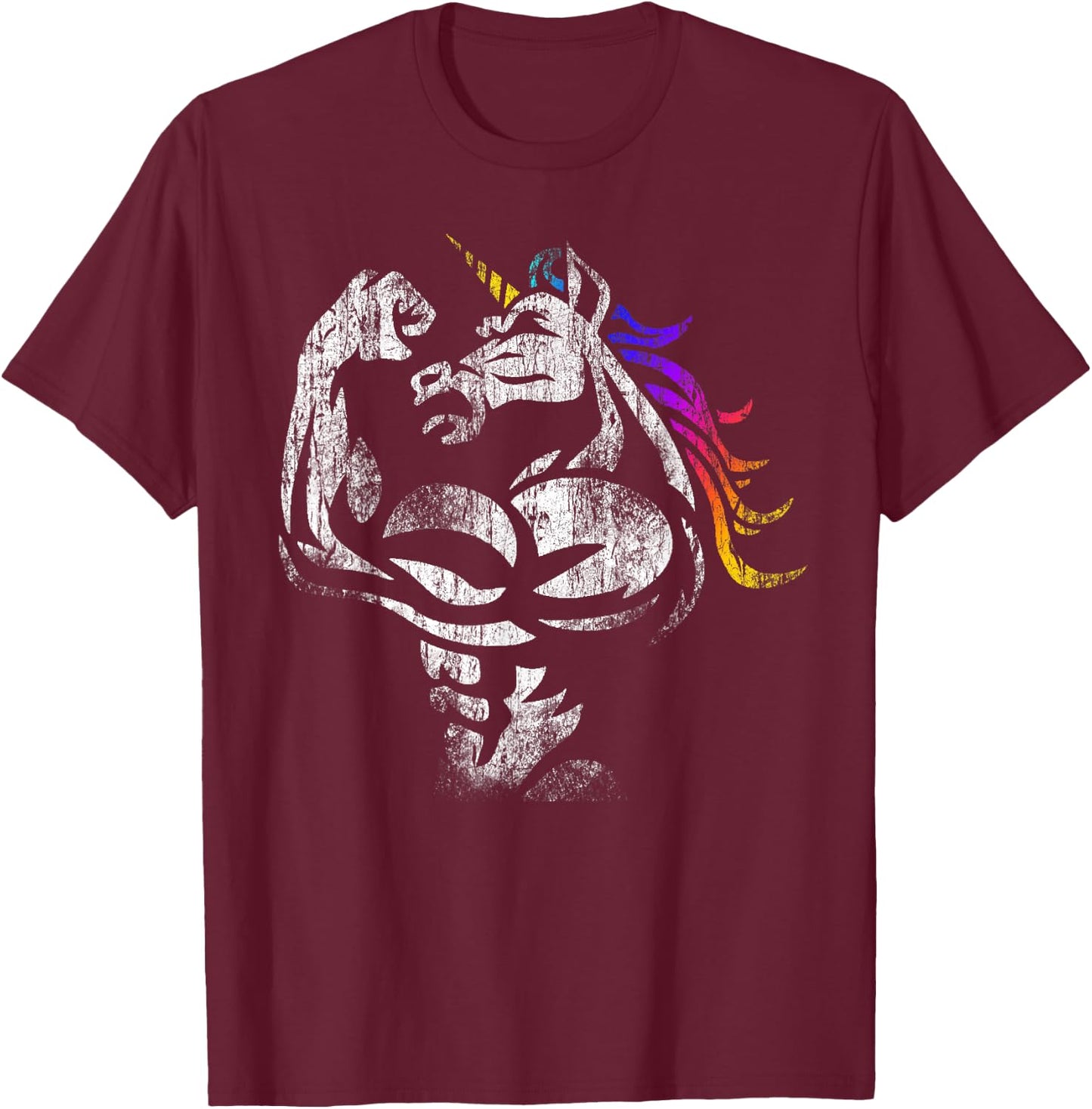 Muscle Unicorn Workout Fathers Day Gift Weightlifting Gym T-Shirt - T-Shirt | Maroon