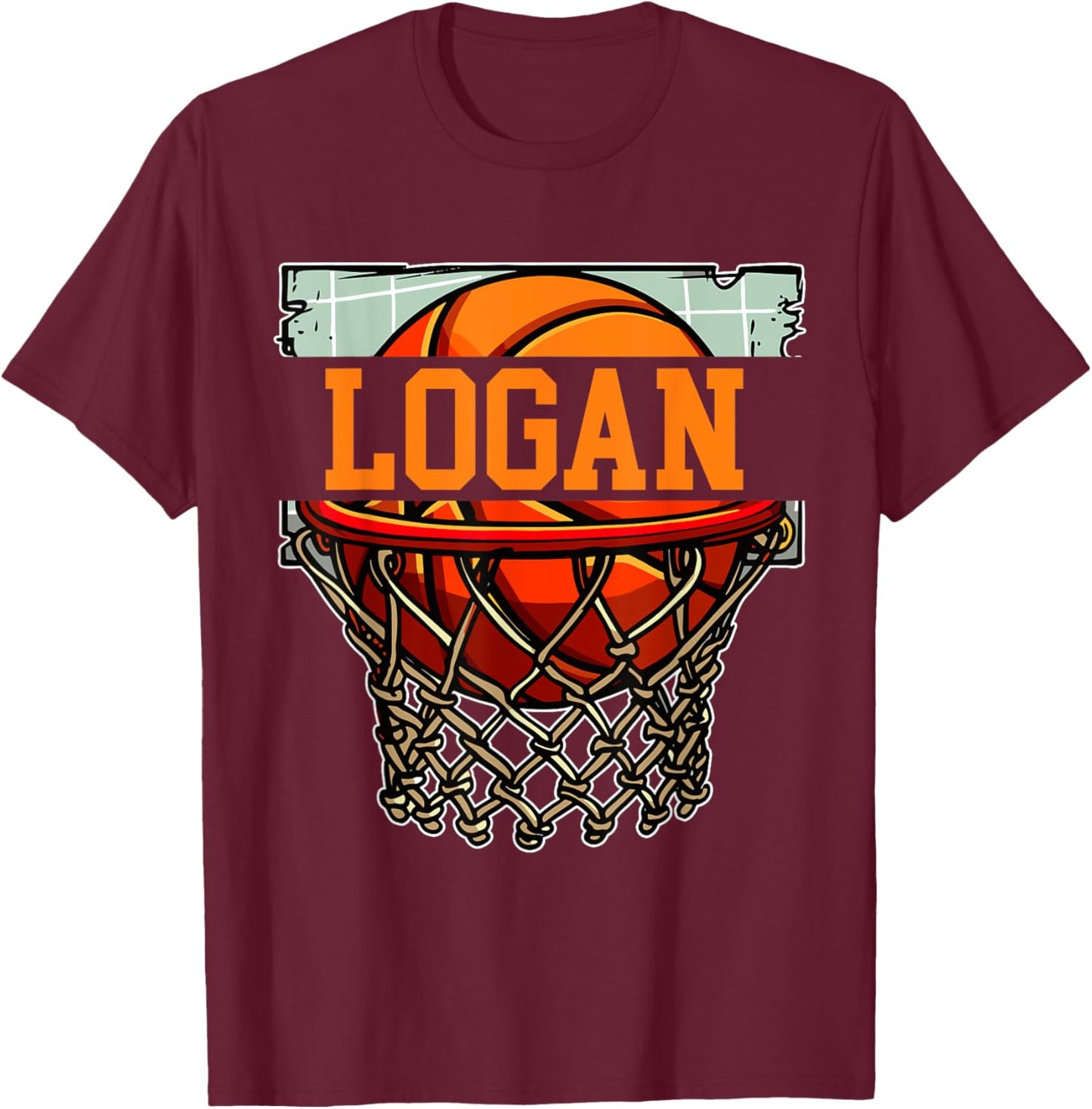 Logan Basketball Custom Name T-Shirt - T-Shirt | Maroon