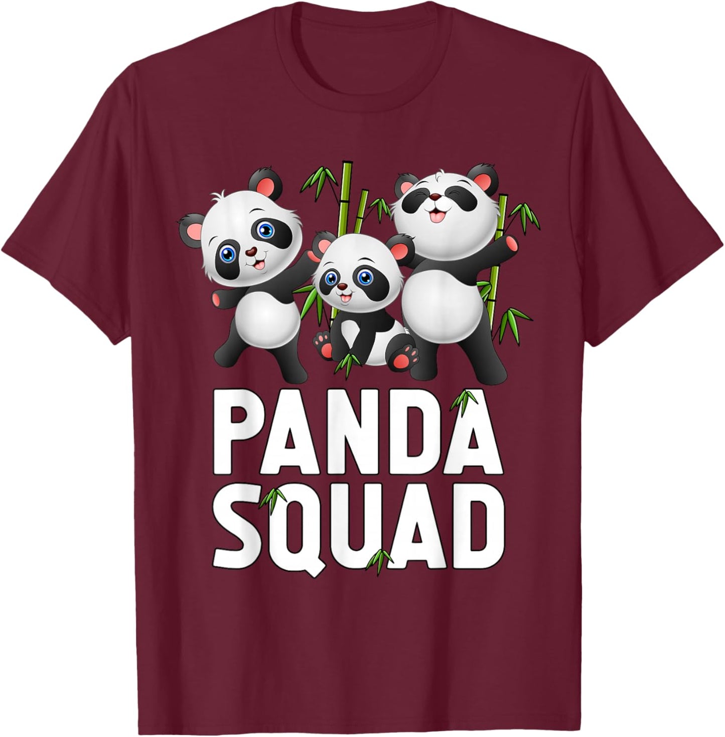 Cute Panda Squad - Panda Family T-Shirt - T-Shirt | Maroon