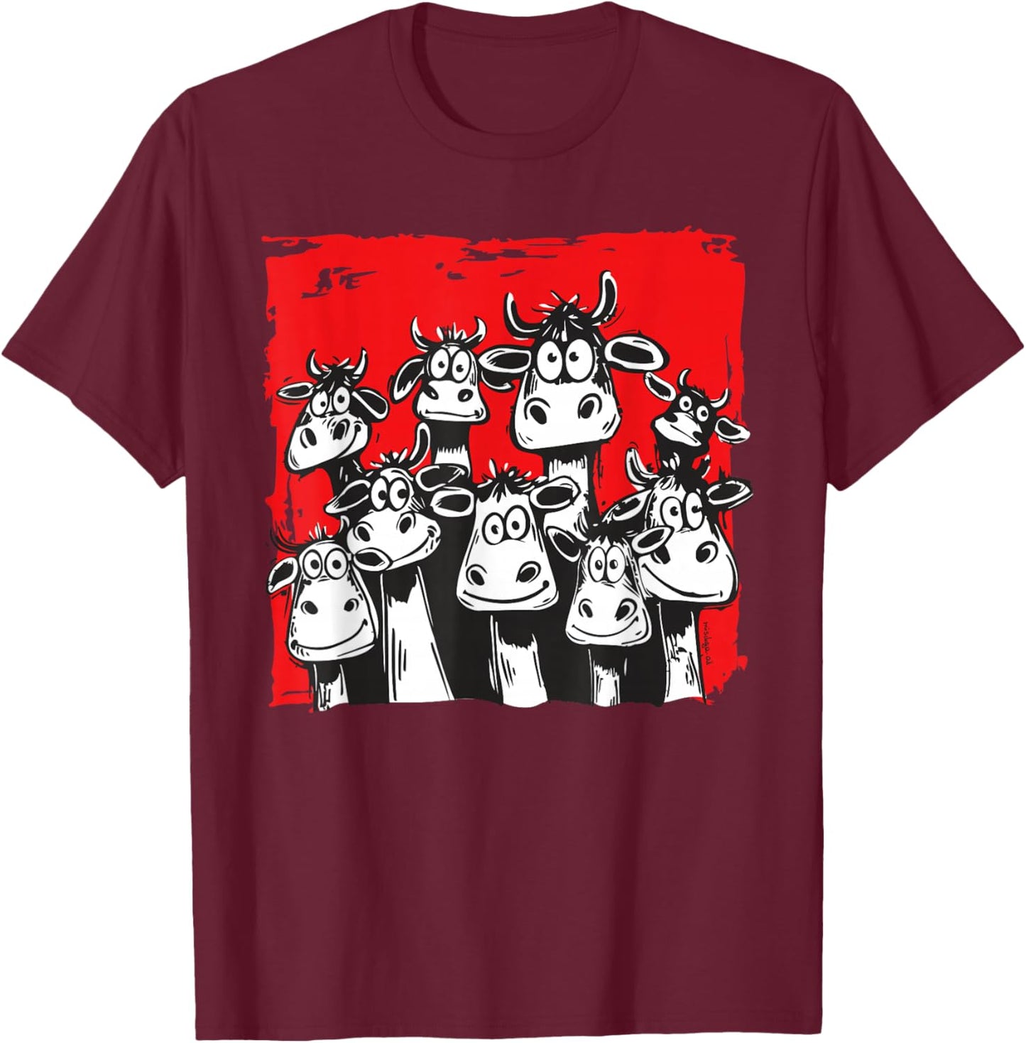 Kuhliebe Lustige Kuhillustration Lustige Kuhgesichter T-Shirt - T-Shirt | Maroon