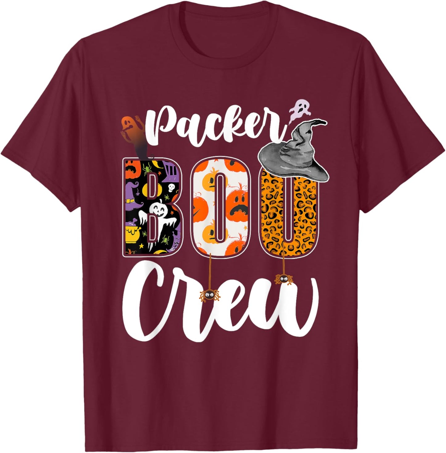 Packer Boo Crew Halloween Matching Packager T-Shirt - T-Shirt | Maroon