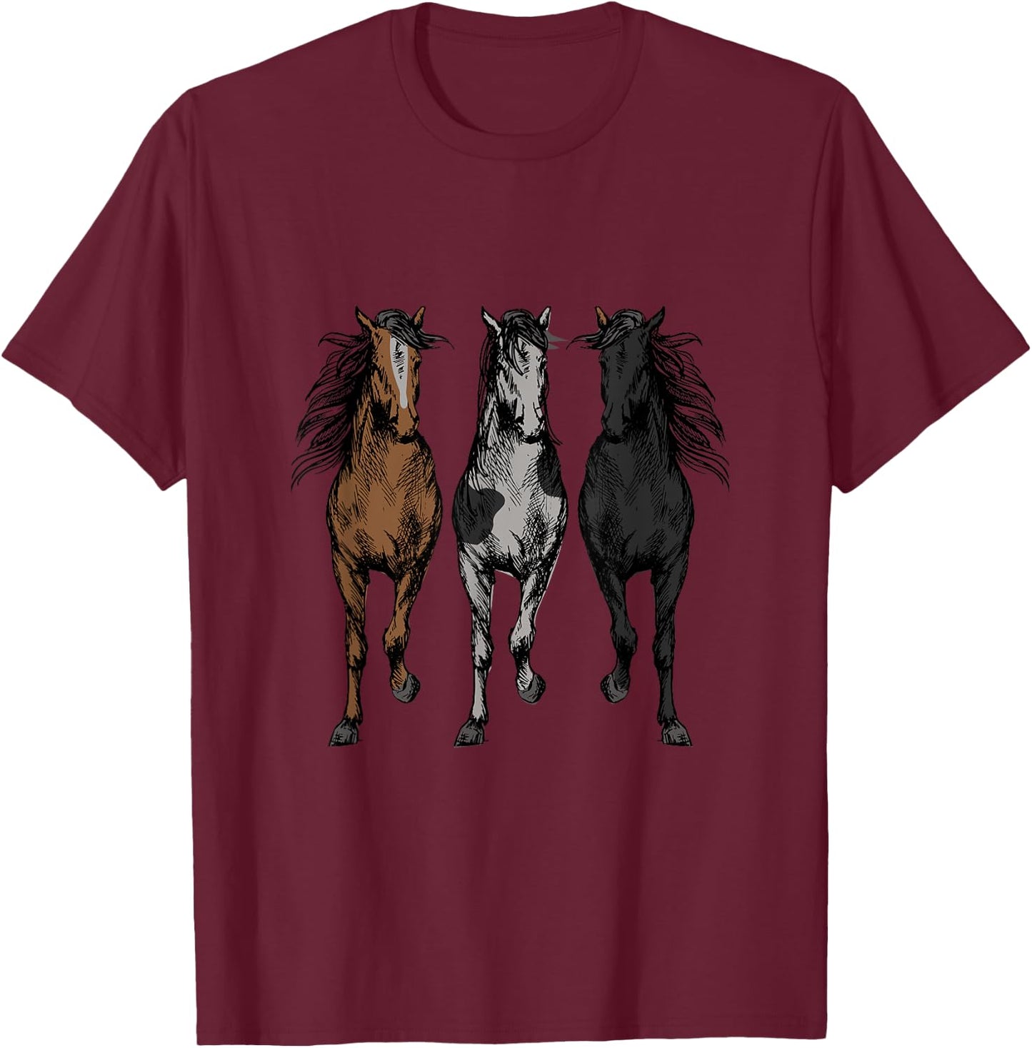 Horse Shirt Graphic - Horse Shirt For Girls, Boys T-Shirt - T-Shirt | Maroon