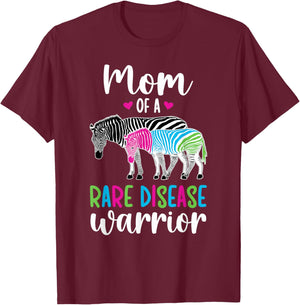 Mom Of A Rare Disease Warrior Mother Rare Disease Awareness T-Shirt - T-Shirt | Maroon