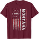 Montana State US Flag Vintage Women Youth T-Shirt - T-Shirt | Maroon