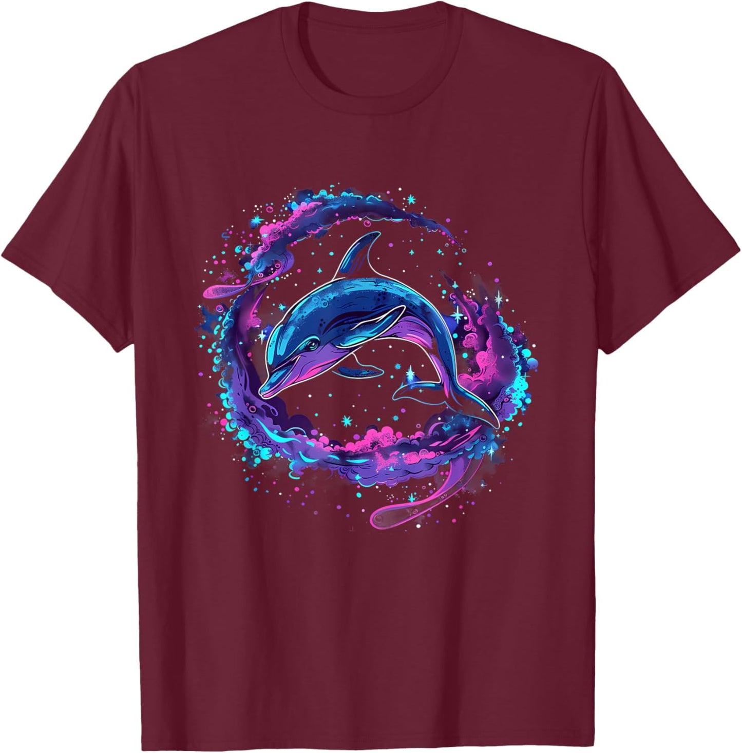 Dolphin Watercolor Sea Ocean Animal Ocean Sea Dolphin T-Shirt - T-Shirt | Maroon