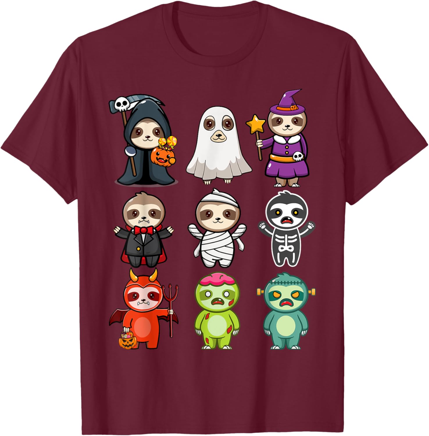Sloth Spooky Ghost Boo-Jee Horror Pumpkin Sloth Halloween T-Shirt - T-Shirt | Maroon