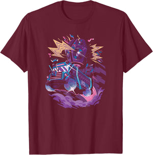 Fortnite Battle Bus Flying Retro Lightning Art T-Shirt - T-Shirt | Maroon