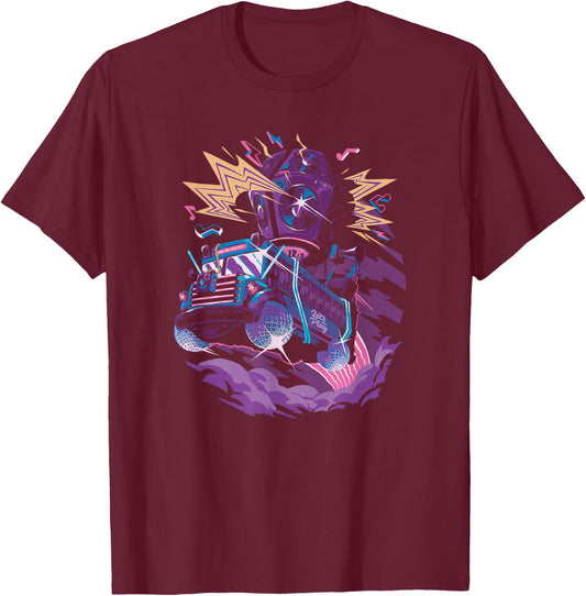 Fortnite Battle Bus Flying Retro Lightning Art T-Shirt - T-Shirt | Maroon