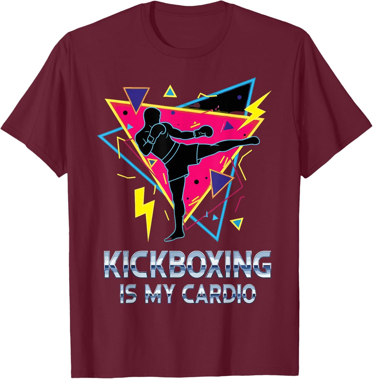 Kickboxing is My Cardio Retro Workout Martial Arts Boxing T-Shirt - T-Shirt | Maroon
