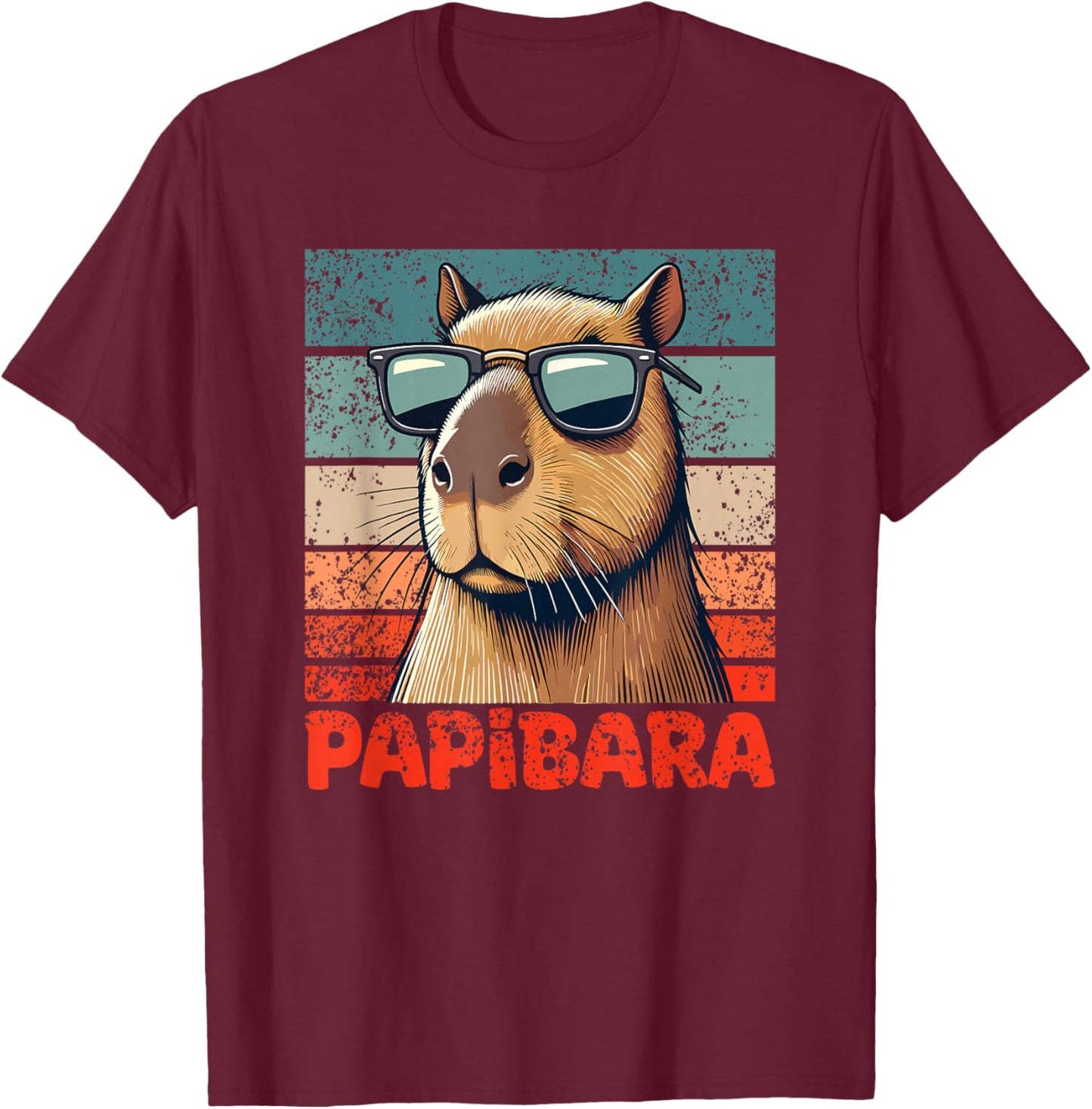 Papibara Meilleur Papa Pour La Fête Des Pères Capybara T-Shirt - T-Shirt | Maroon