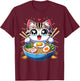 Kawaii Cat Japanese Anime Manga Cat Ramen T-Shirt - T-Shirt | Maroon