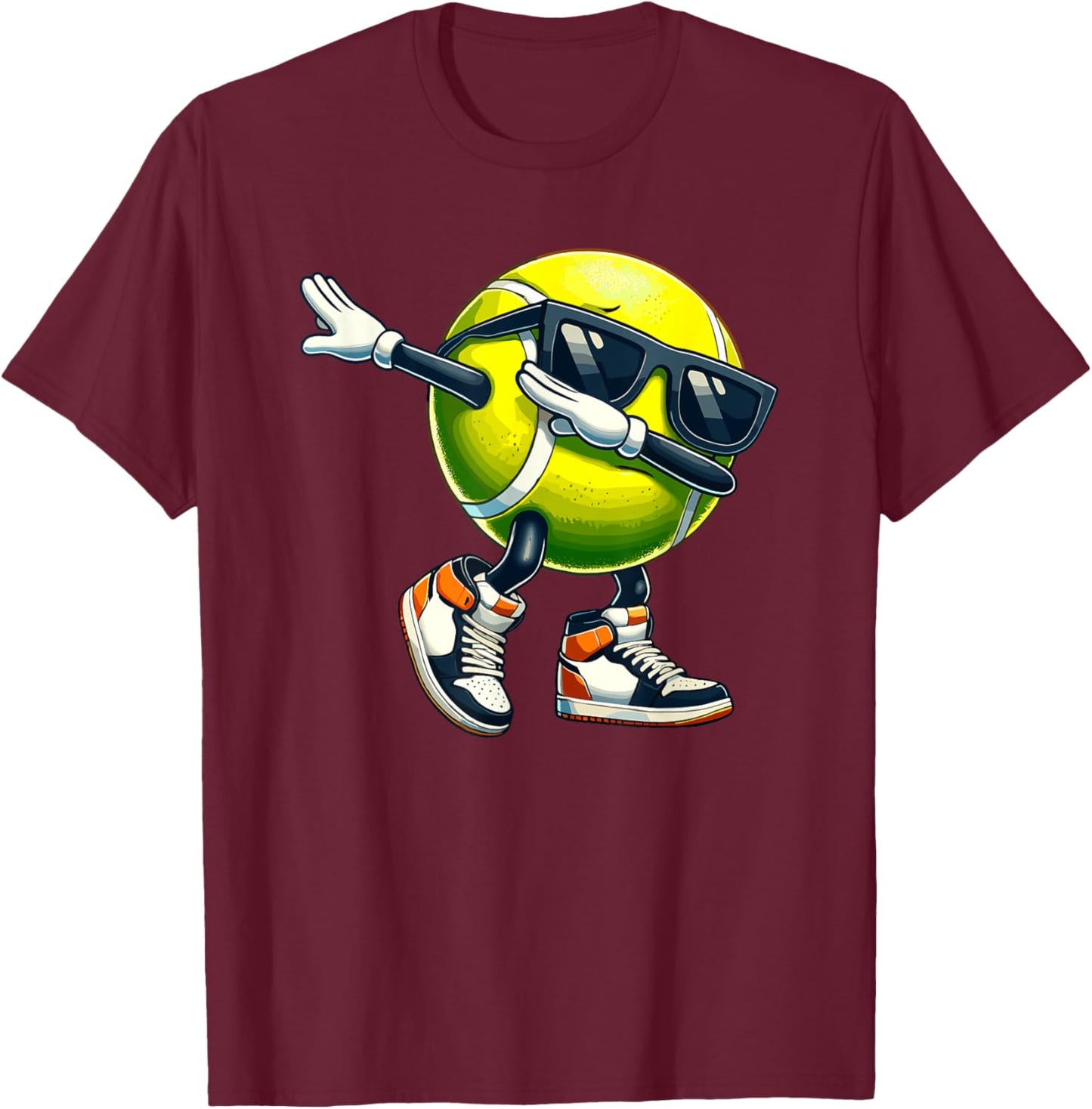 Dabbing Tennis Ball With Sunglasses Funny Sports Player T-Shirt - T-Shirt | Maroon