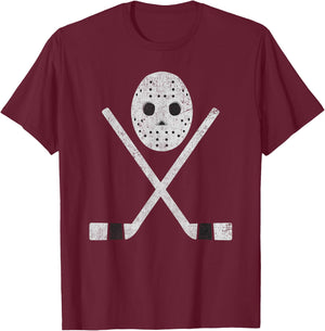 Cool Fear The Goalie Retro Mask Hockey T-Shirt - T-Shirt | Maroon