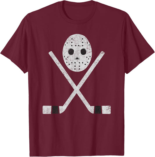 Cool Fear The Goalie Retro Mask Hockey T-Shirt - T-Shirt | Maroon