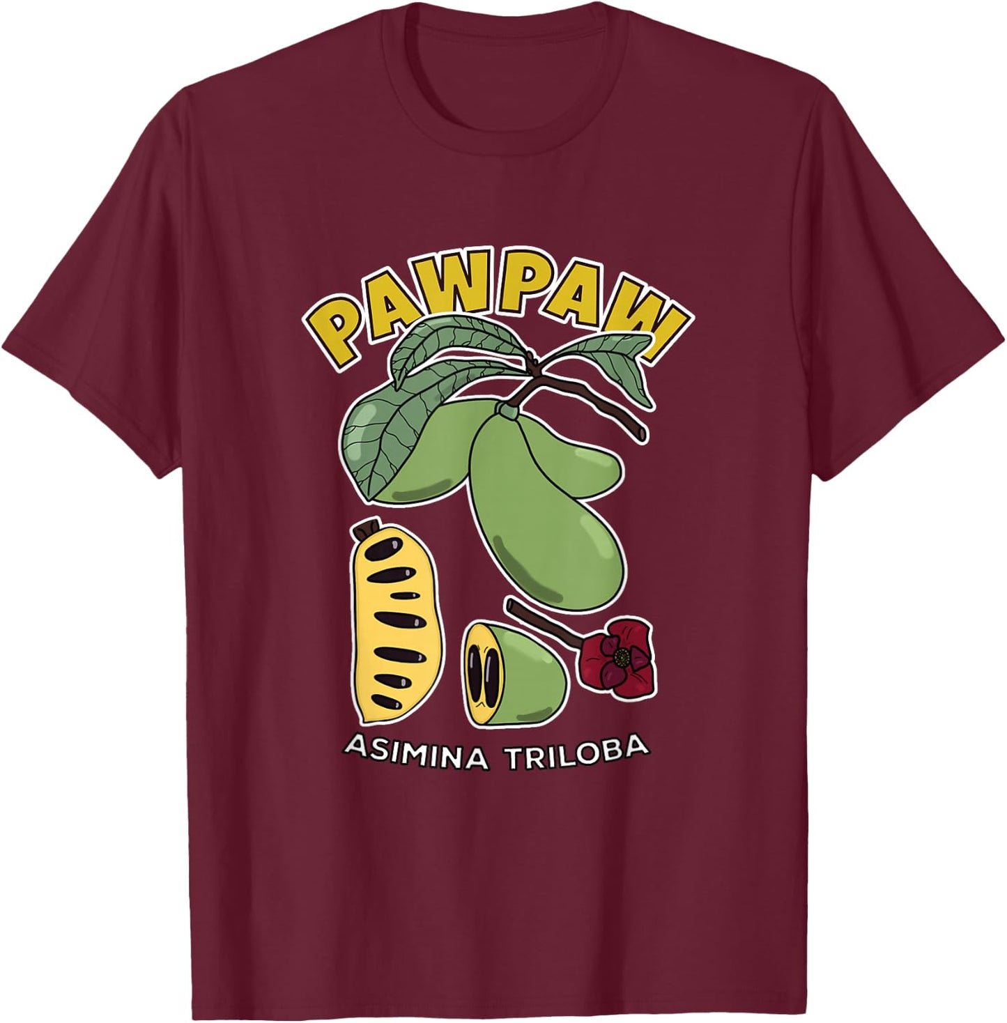 Pawpaw Fruit Tree Asimina Triloba T-Shirt - T-Shirt | Maroon