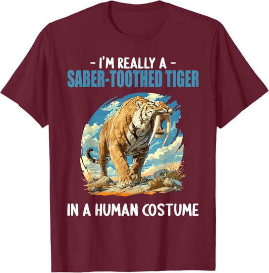 Saber-Toothed Tigers Saber-Toothed Tiger T-Shirt - T-Shirt | Maroon