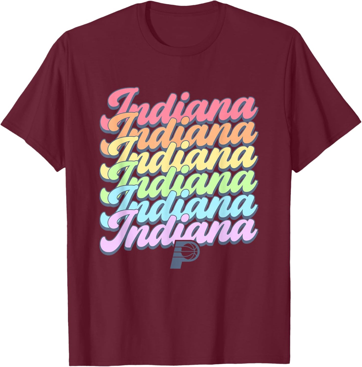 NBA Indiana Pacers Pastel Rainbow Pride Stack T-Shirt - T-Shirt | Maroon