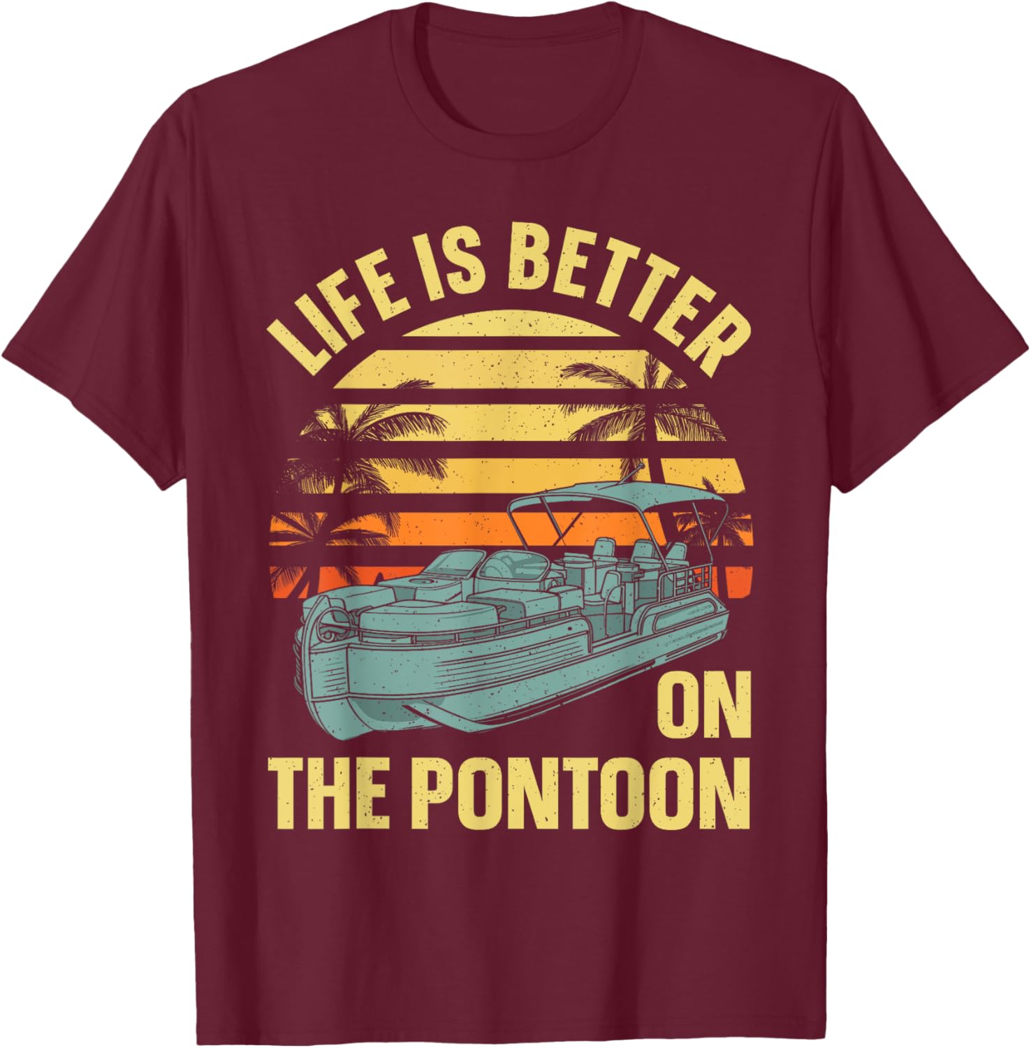Funny Pontoon Boat Art Women Boating Pontoon Captain T-Shirt - T-Shirt | Maroon