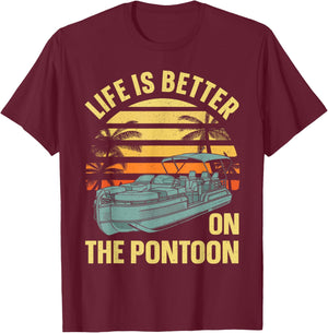 Funny Pontoon Boat Art Women Boating Pontoon Captain T-Shirt - T-Shirt | Maroon